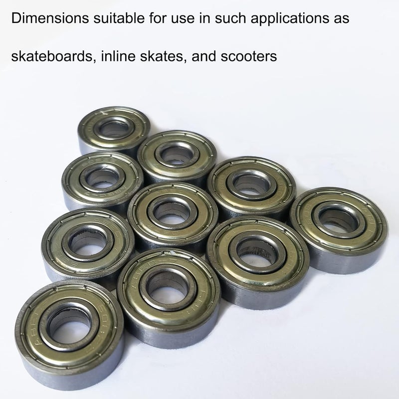 Tonmp 100 PCS 608-ZZ Ball Bearing - Double Metal Sealed Shielded Miniature Deep Groove Bearings for Furniture Wheel,Skateboards, Inline Skates, Scooters, Roller Blade Skates (8mm x 22mm x 7mm) - Image 3